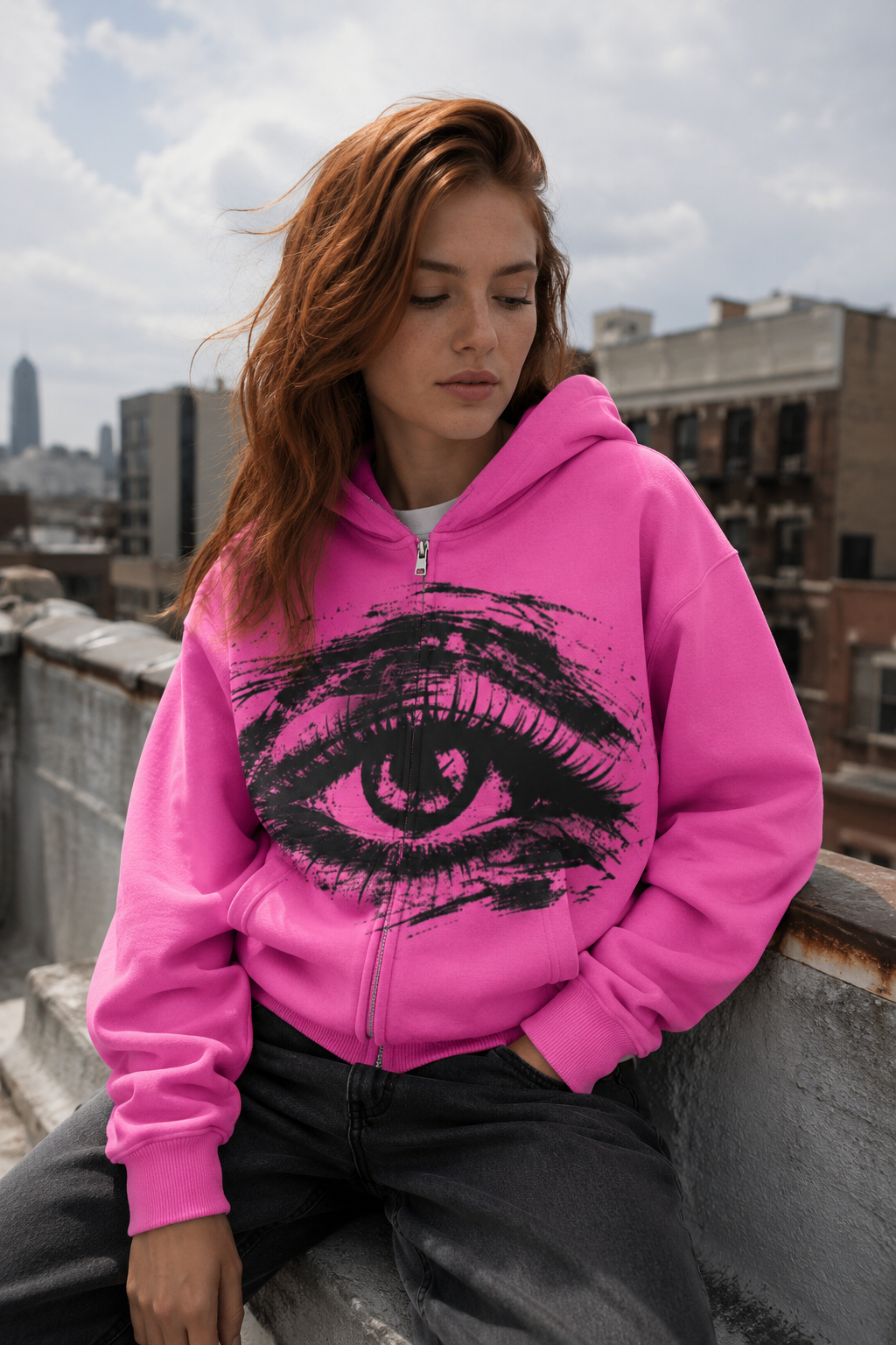 All Eyes Zip Up Heavyweight Hoodie