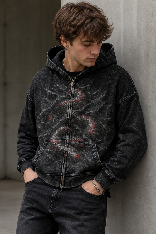 Snake Zip-Up Heavyweight Hoodie