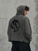 Yin & Yang Frayed-Hem Hoodie