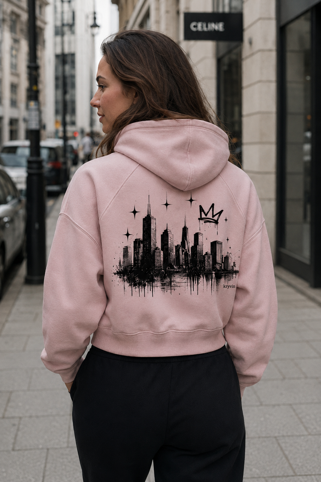 City Scape Cropped Hoodie