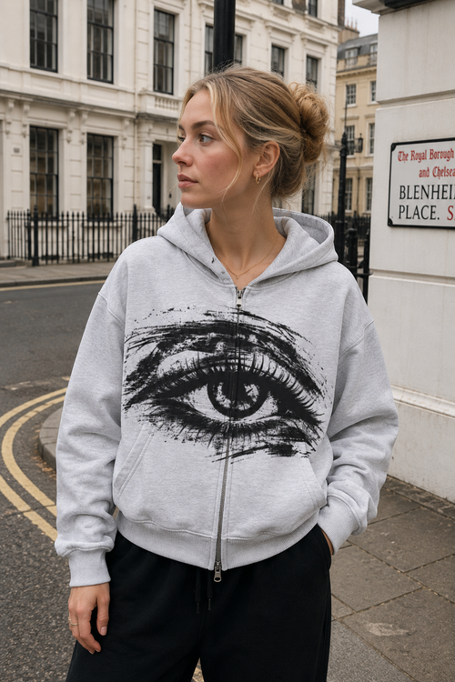 All Eyes Zip Up Heavyweight Hoodie