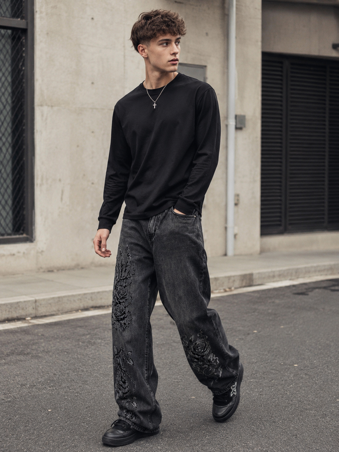 Give You Roses Barrel Leg Jeans