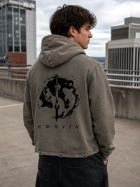 Yin & Yang Frayed-Hem Hoodie