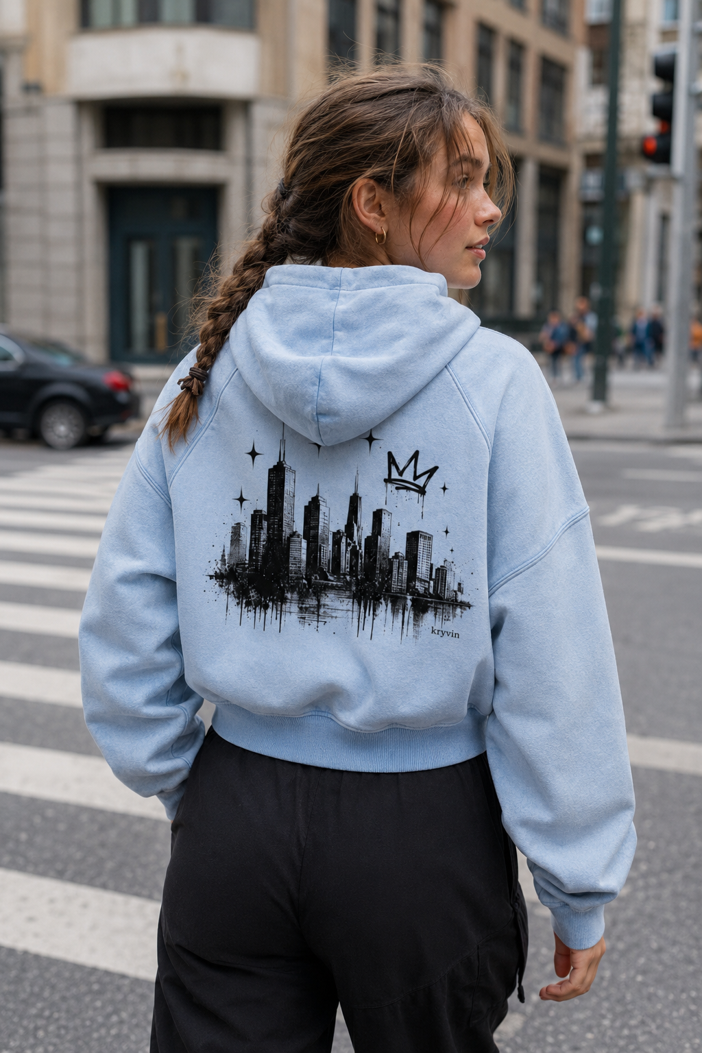 City Scape Cropped Hoodie