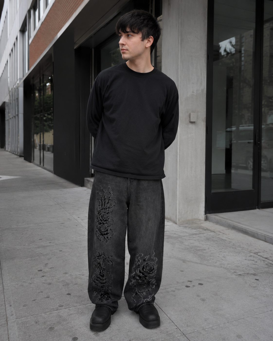 Give You Roses Barrel Leg Jeans